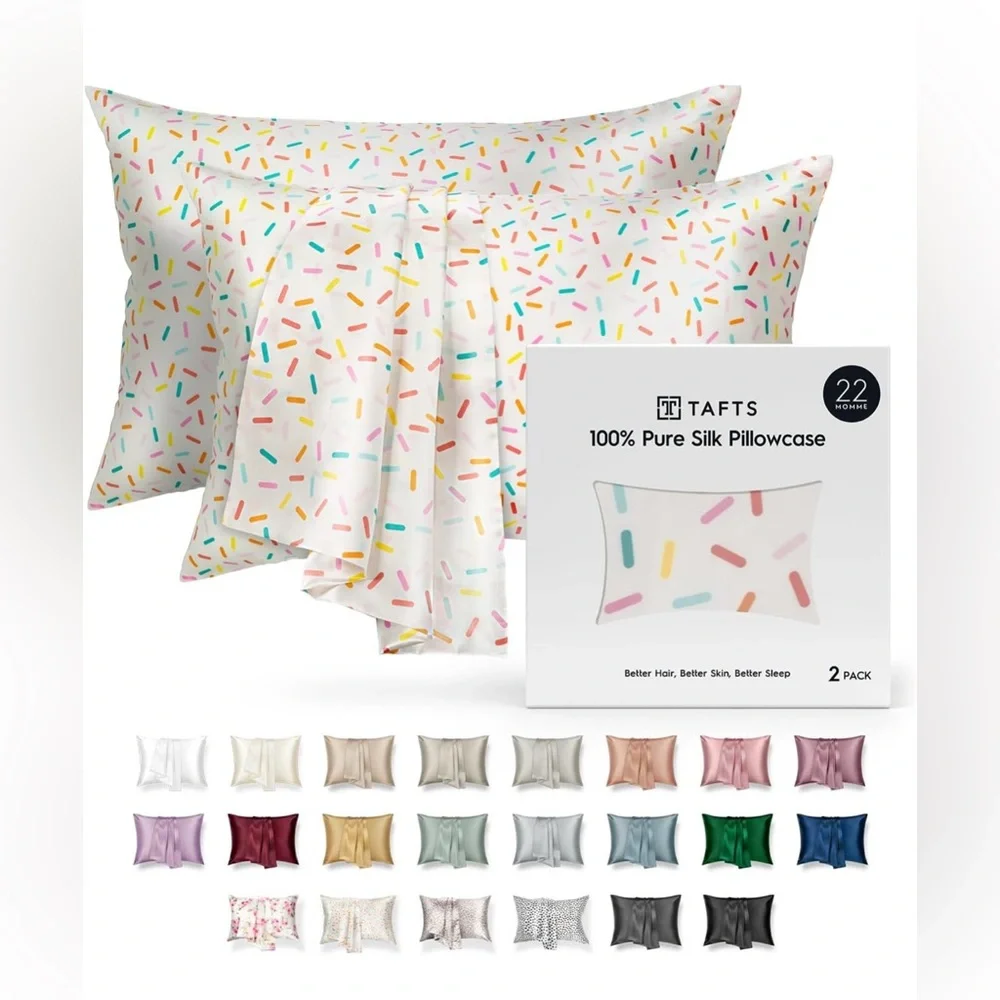 New Tafts Silk Pillow Cases - 22mm 100% Pure Mulberry 6A (Sprinkle, King, 2pc)